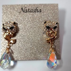 NWT Natasha Panther Drop Earrings